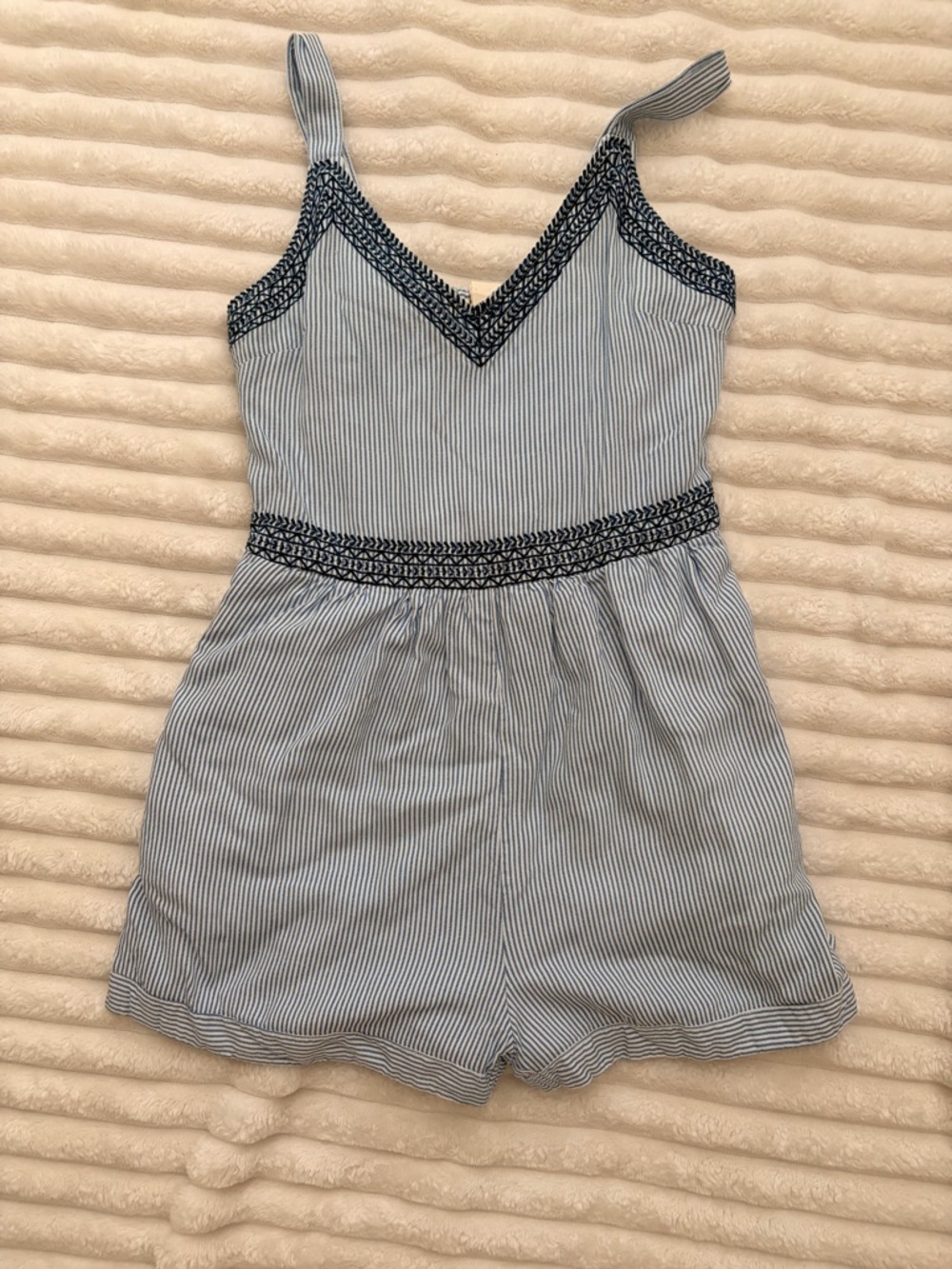 Striped Blue & White Girls' One-Piece Romper